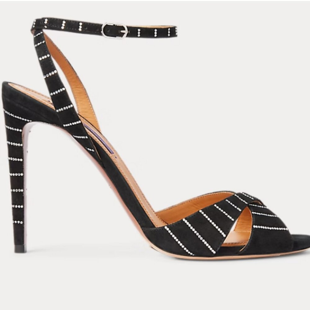 Ralph Lauren Purple Label Kandice Embellished Goat-Suede Sandal